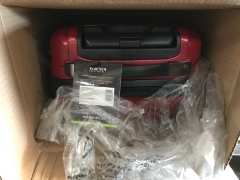 Photo 1 of Kenneth Cole REACTION Out of Bounds Lightweight Hardshell 4-Wheel Spinner Luggage, Scarlet Red, 20-Inch Carry On