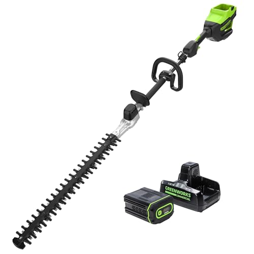 Photo 1 of Greenworks 82V 24" Brushless Cordless Short Pole Hedge Trimmer, 2.5Ah Battery and Dual Port Rapid Charger (Great for Landscapers and Professionals)
