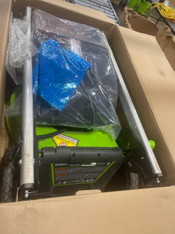 Photo 1 of Greenworks 60V 21” Cordless (Push) Lawn Mower (LED Lights + Aluminum Handles), 5.0Ah Battery and Rapid Charger