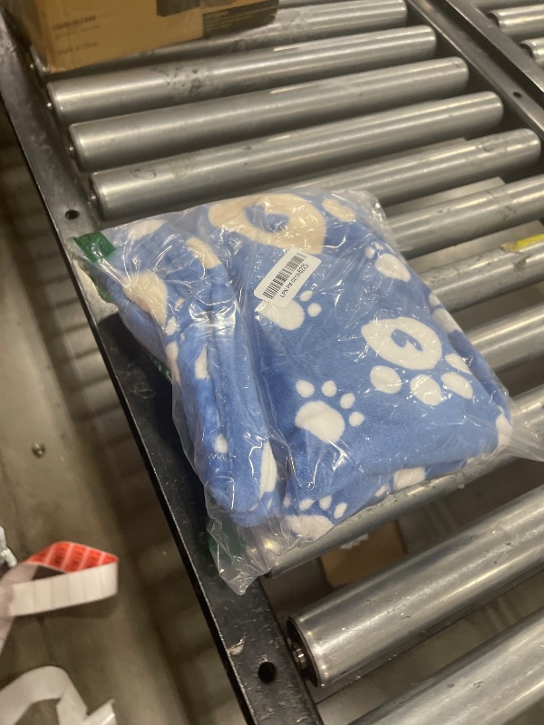 Photo 1 of AHOOCUSTOM Dog Blanket, Soft Fleece Dog Blankets for Small Medium Dogs, Fluffy Flannel Pet Cat Puppy Blanket Mat Cover for Bed Couch, Cute Paw Print Throw Blanket for Dogs, Blue 40"X30"