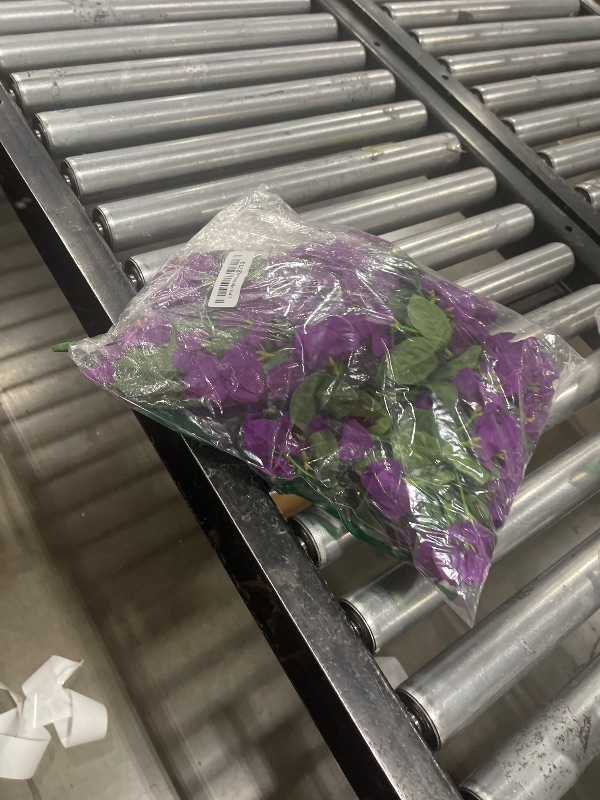 Photo 1 of HyeFlora Bougainvillea Artificial Hanging Flowers Plants for Outdoors Decoration, 2pcs Fake Flowers Silk Bougainvillea Vines Realistic UV Resistant Faux Flowers for Outdoor Planters Patio Urn, Purple