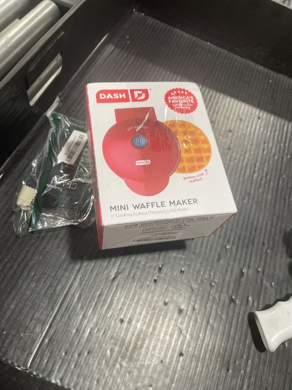 Photo 1 of DASH Mini Waffle Maker - 4” Waffle Mold, Nonstick Waffle Iron with Quick Heat-Up, Nonstick Surface - Perfect Mini Waffle Maker for Kids and Families, Just Add Batter (Red)