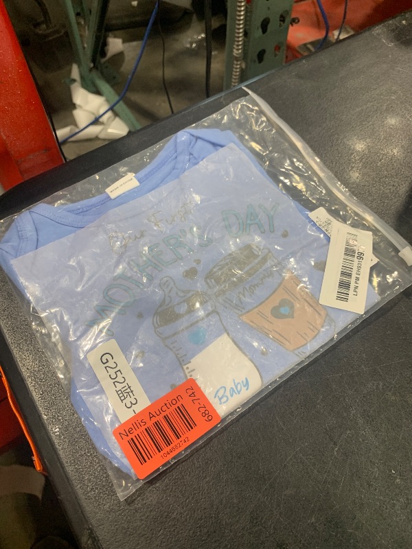 Photo 1 of Canis Our First Mothers Day Together Mommy and Me Matching Outfit Short Sleeve Mom T-shirt Baby Bodysuit Set(Blue Baby,3-6 Months)