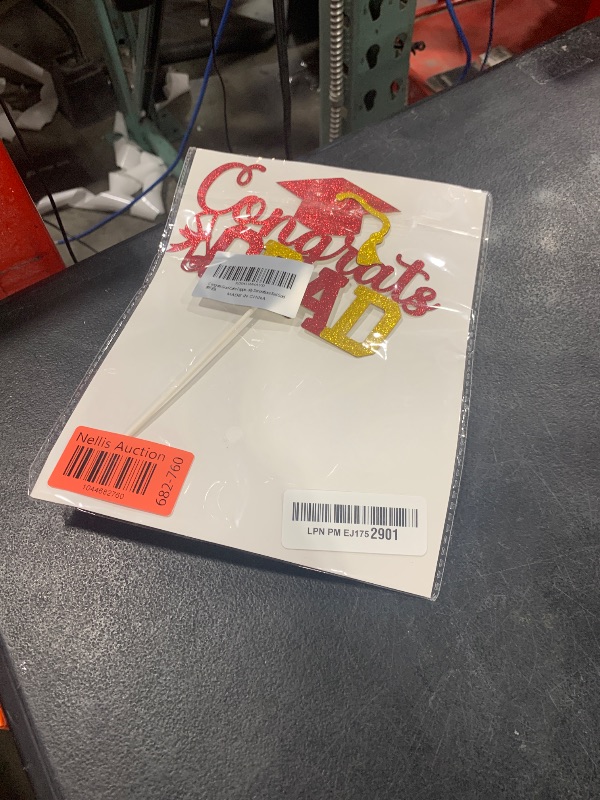 Photo 1 of Congrats Grad Cake Topper Graduation Party Table Ideas Glitter Junior High School College University Decorations Red Gold