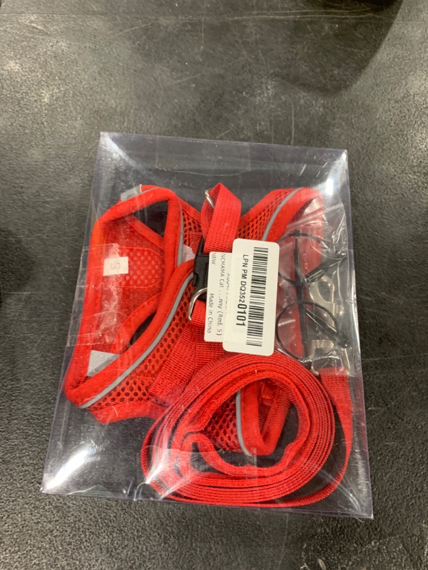 Photo 1 of NCMAMA Cat Vest Harness and Leash Set for Walking Escape Proof, Adjustable Kitten Harness Breathable Mesh with Reflective Strips Harness for Kitty Puppy Bunny (Red, S)