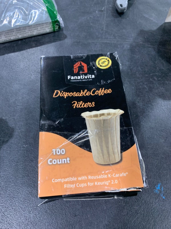 Photo 1 of Fanativita Disposable Coffee Filters for My K-Cup, K-Carafe, Cuisinart SS-RFC and Other Large Reusable Filter Cups (Unbleached 100 Count)