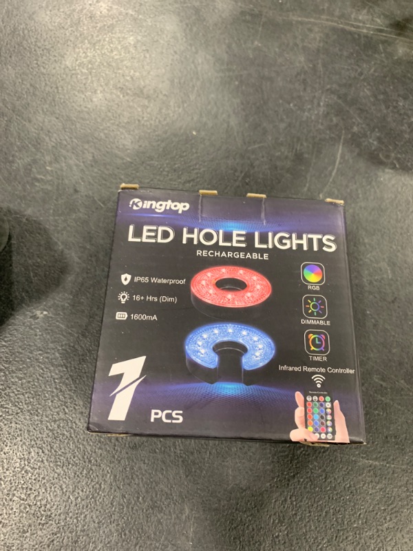 Photo 1 of KINGTOP Rechargeable LED Golf Hole Light - Waterproof, Focused Illumination Lens, Remote-Controller, Perfect for Backyard Night Golf Practice Putting Green, Camping, Outdoor Party, O-1Pack
