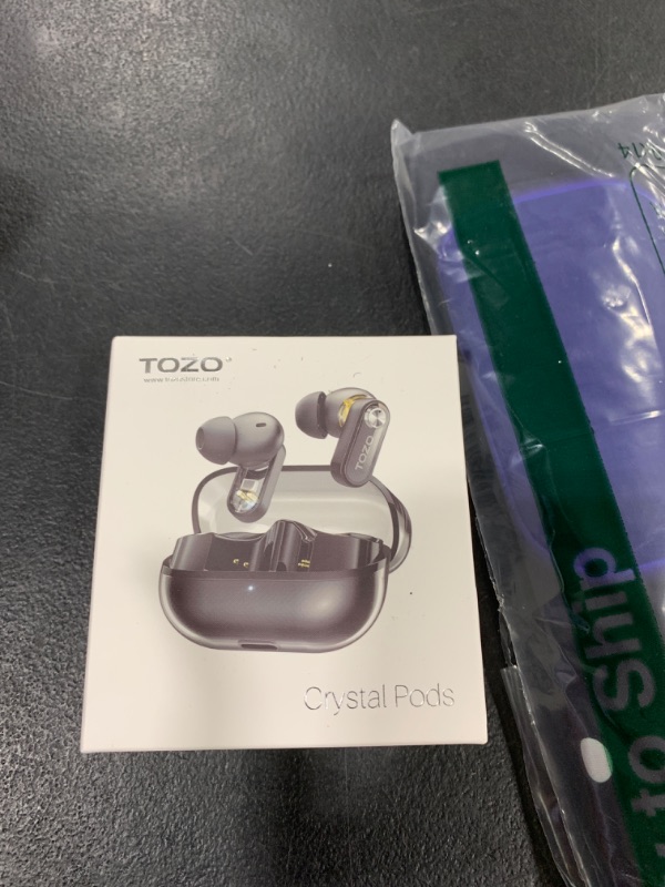 Photo 1 of Tozo  Active Noise Cancelling Wireless Earbuds, 10mm Drivers Deep Bass Stereo Sound, 4 Mics Smart ENC AI Calls, 32 EQ Customization via App, Bluetooth 5.4 Headphones, Crystal Case Design
