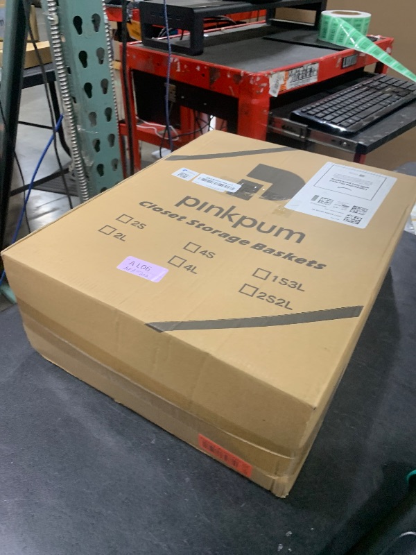 Photo 1 of Pinkpum Stackable Plastic Storage Basket, Foldable Closet Organizers and Storage Bins 4 Pack Drawer Shelf Storage Container for Wardrobe Kitchen Bathroom Office Dorm White