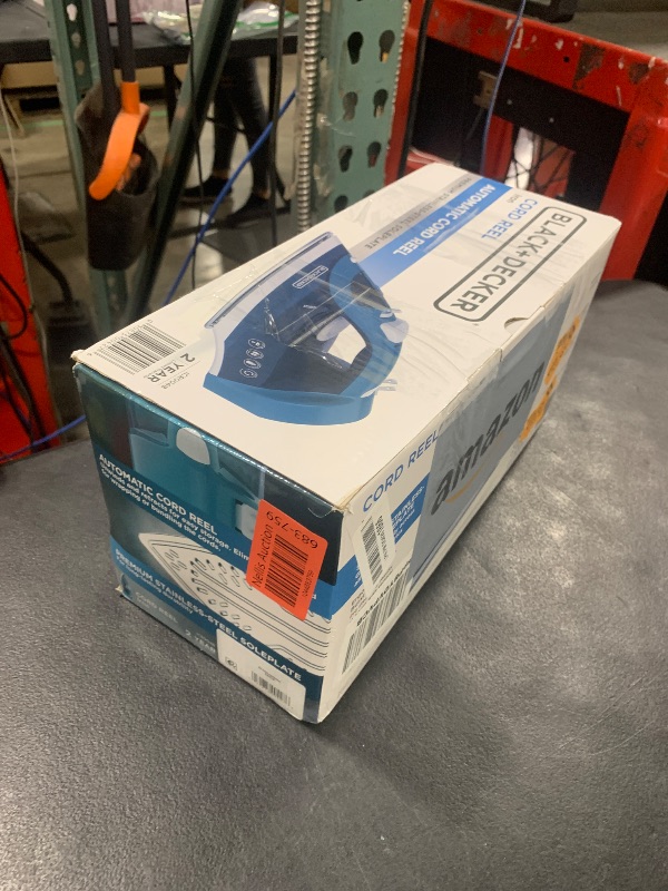 Photo 1 of BLACK+DECKER Steam Iron for Clothes with Retractable Cord, Vertical Steaming, Anti-Drip Design, Spray Mist and Auto Clean Button, 1200W
