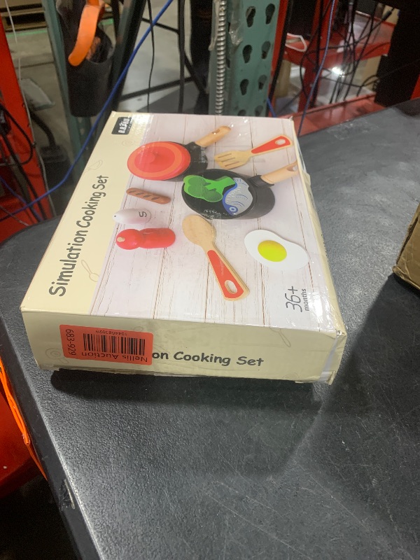 Photo 1 of Wooden Play Kitchen Accessories for Toddlers, Kids Pretend Play Pots and Pans Food Cooking Toy, 11 Pieces Montessori Kitchen Tools Gifts for Boys Girls Ages 3 4 5 6 Years Old