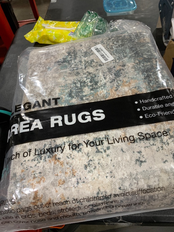 Photo 1 of AREAMAY Washable Area Rug 5x7 - Neutral Modern Abstract Rugs, Soft Non Slip Thin Carpet with for Bedroom, Under Dining Room Table, Home, Office, Dorm, Office Rolling Chair - Green Yellow