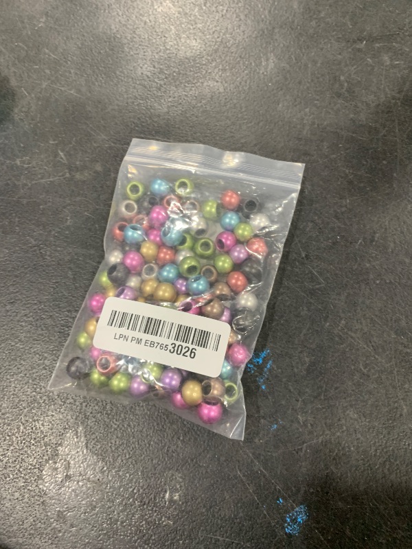 Photo 1 of 100 Acrylic Beads 12mm with 5.7mm Large Hole, Matte Metallic Mix