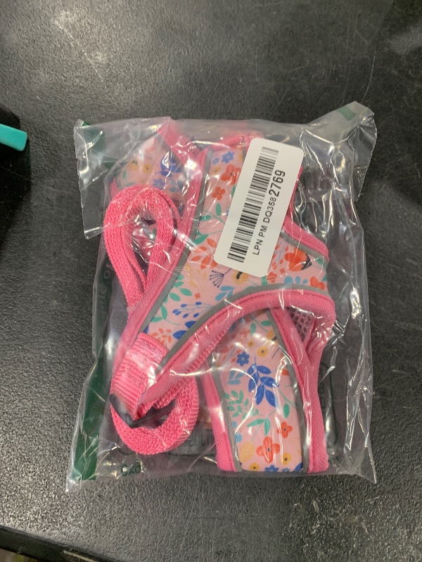 Photo 1 of PUPTECK Soft Mesh Dog Harness and Leash Set Pet Puppy Cat Comfort Padded Vest No Pull Harnesses, Pink Floral, S