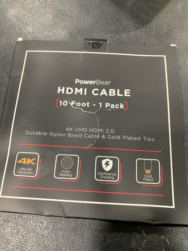 Photo 1 of PowerBear 4K HDMI Cable 10 ft | High Speed Hdmi Cables, Braided Nylon & Gold Connectors, 4K @ 60Hz, Ultra HD, 2K, 1080P, ARC & CL3 Rated | for Laptop, Monitor, PS5, PS4, Xbox One, Fire TV, & More