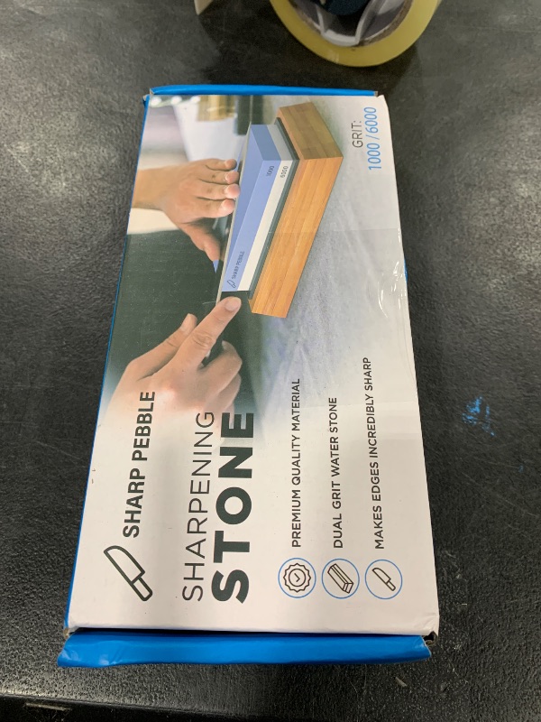 Photo 1 of Sharp Pebble Premium Whetstone Knife Sharpening Stone 2 Side Grit 1000/6000 Waterstone- Whetstone Knife Sharpener- NonSlip Bamboo Base & Angle Guide