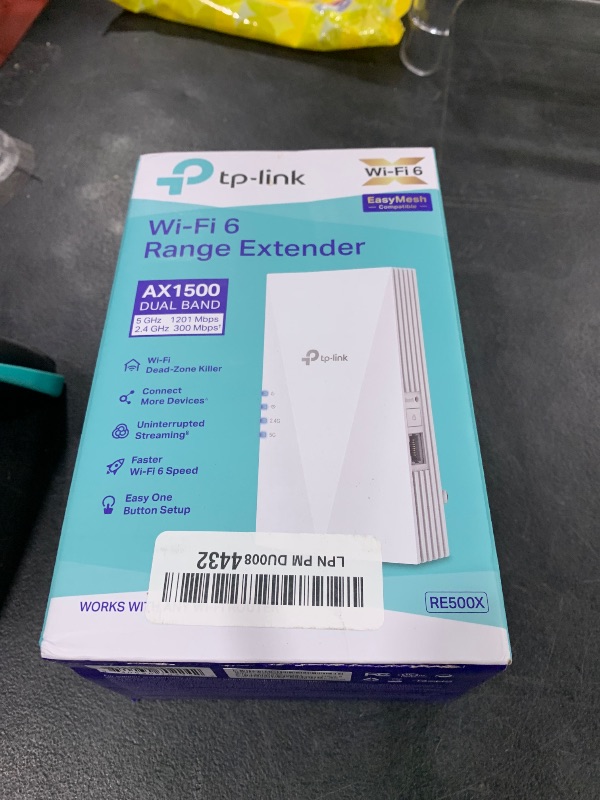 Photo 1 of TP-Link AX1500 WiFi Extender Internet Booster(RE500X), WiFi 6 Range Extender Covers up to 1500 sq.ft and 25 Devices,Dual Band, AP Mode w/Gigabit Port, APP Setup, OneMesh Compatible