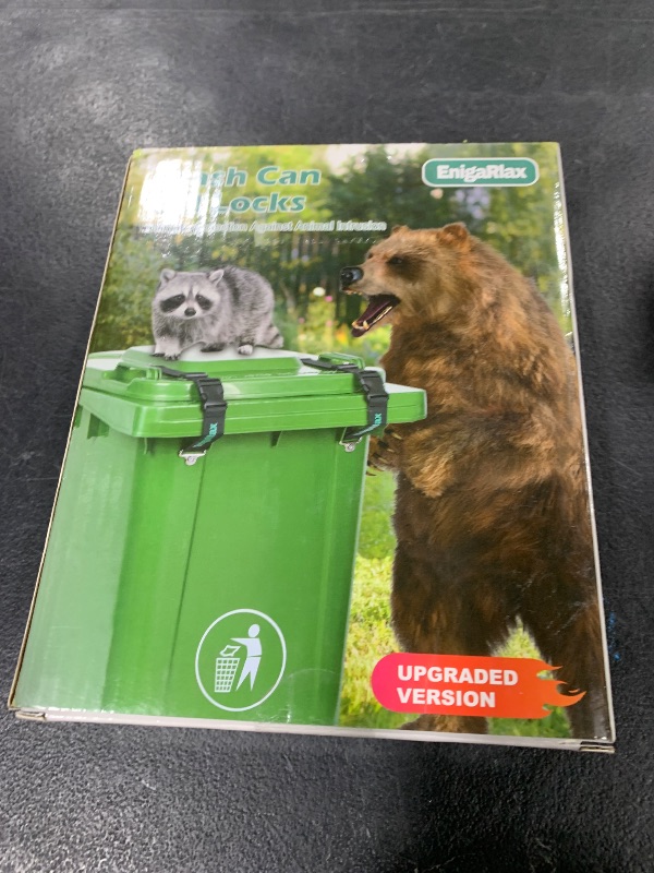 Photo 1 of EnigaRlax Trash Can Locks for Animals, Raccoon Bear Proof Trash Can Lock, Easy to Install, Long Lasting Strap Lid Garbage Can Lock for Out Door Garbage Can - 4PCS