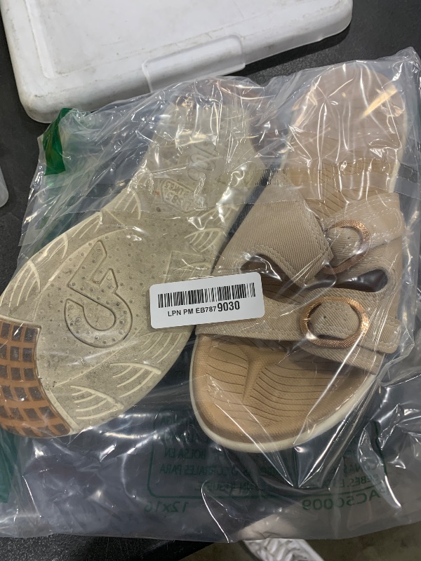 Photo 1 of COFACE Womens Orthotic Slides Comfort Plantar Fasciitis Arch Support Slip on Flat Sandals Ladies Soft Cushion Fashion Yoga Mat Slippers With Adjustable Straps, Beige Size 8.5