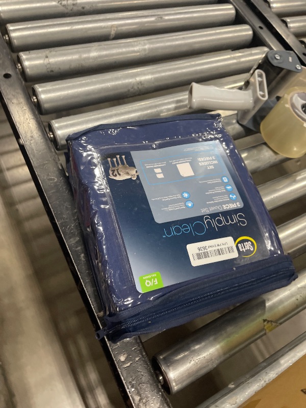Photo 1 of SERTA Simply Clean Ultra Soft Hypoallergenic Stain Resistant 3 Piece Solid Duvet Cover Set, Navy, Full/Queen