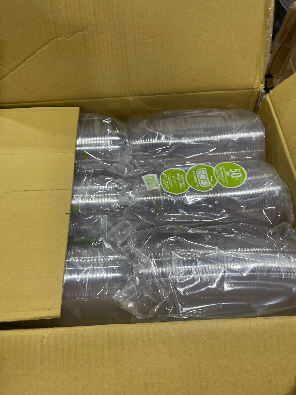Photo 1 of ECO PRODUCTS Compostable Clear PLA Plastic 18oz Salad Bowl With Lid, Case of 150, Grab 'n' Go Round Cold Takeout Food Containers, Renewable Plant-Based, Disposable, ASTM Compliant, BPI-Certified