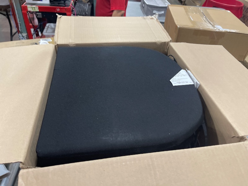 Photo 1 of Cozyide Outdoor Chair Cushions, Waterproof Patio Seat Cushions with Adjustable Straps, Round Corner Patio Chair Cushions for Garden, Black, 17x16x2 Inch (Pack of 4)