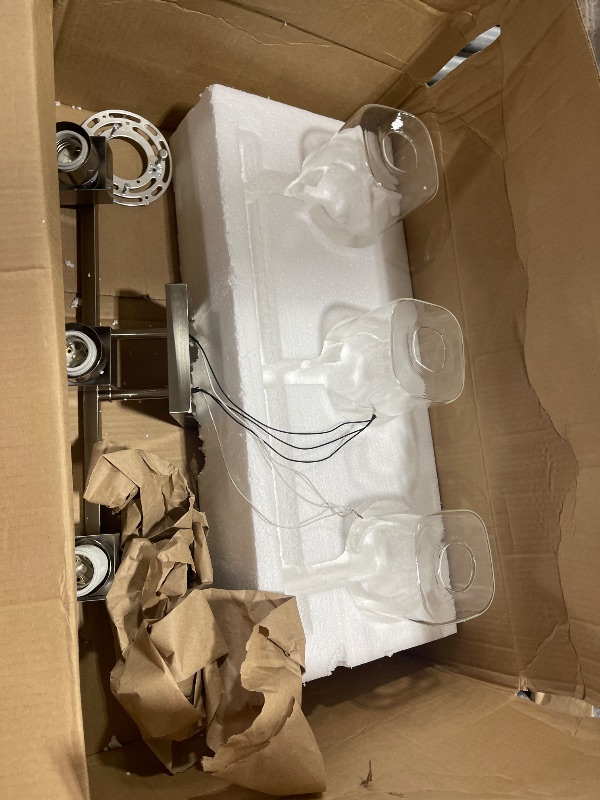 Photo 1 of Espird Brush Nickel Bathroom Vanity Light - 3 Light Bathroom Light Fixture Square Design & UL Certification & Square Bath Room Lights Fixture Over Mirror