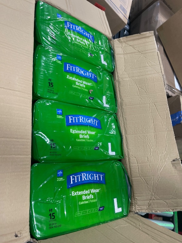 Photo 1 of FitRight Extended Wear Overnight Adult Briefs with Tabs, Maximum Absorbency Adult Diapers, Large (60 Count)