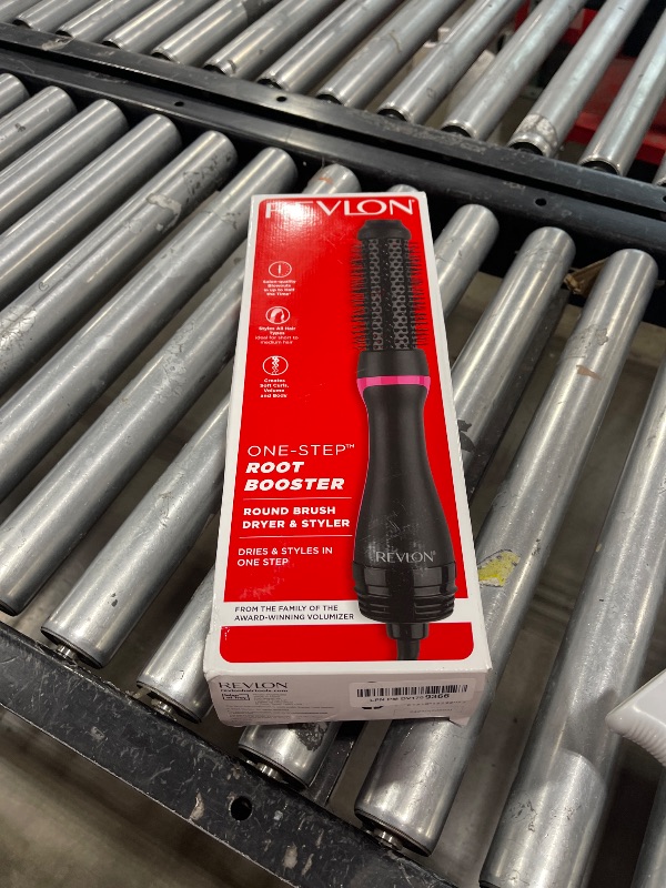 Photo 1 of REVLON One-Step Hair Dryer and Styler - Root Booster Round Brush for Styling, Dryer Brush for Fast and Easy Salon-Quality Blowout, More Shine and Less Frizz (1-1/2 in)