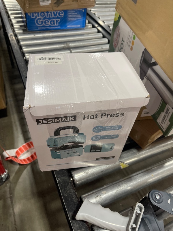 Photo 1 of JESIMAIK Hat Press, Mini Heat Press Machine for Caps, T-Shirt & More, Curved Heating Plate and Silicone Base, Fast Heating, No Crease, LCD Digital Temperature &Timer Control - Lake Blue