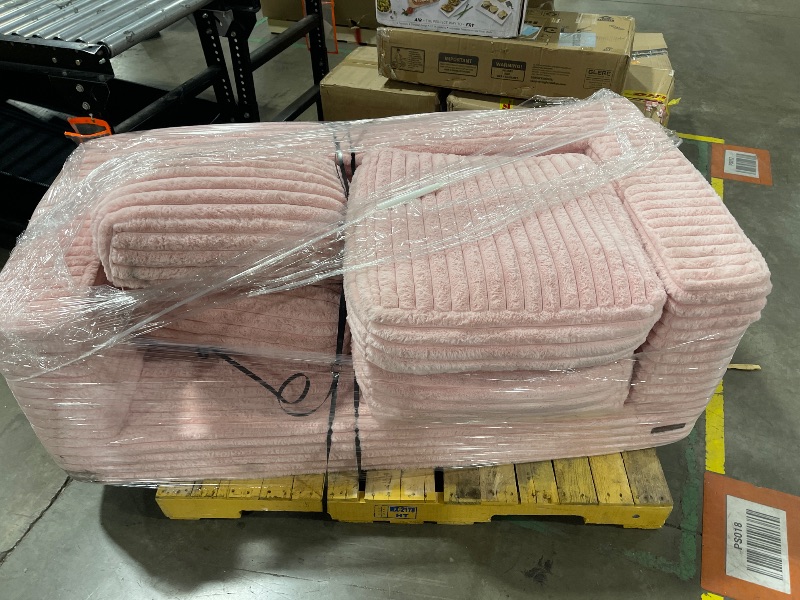 Photo 1 of MAXYOYO Bean Bag Chair, Two-seat Bean Bag Sofa with Pillows and Armrests for Adults, Upholstered Loveseat Floor Sofa Couch Fluffy Chair Bean Bag Couch for Bedroom Living Room, Pink