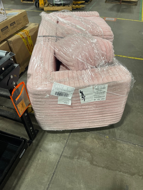 Photo 1 of MAXYOYO Bean Bag Chair, Two-seat Bean Bag Sofa with Pillows and Armrests for Adults, Upholstered Loveseat Floor Sofa Couch Fluffy Chair Bean Bag Couch for Bedroom Living Room, Pink