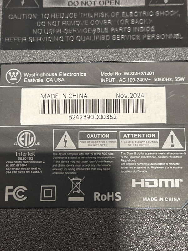 Photo 1 of Westinghouse 32 Inch TV, 720p HD LED Small Flat Screen Non-Smart Television with HDMI, USB, VGA, & V-Chip Parental Controls, Monitor for Home, Kitchen, RV Camper, or Office