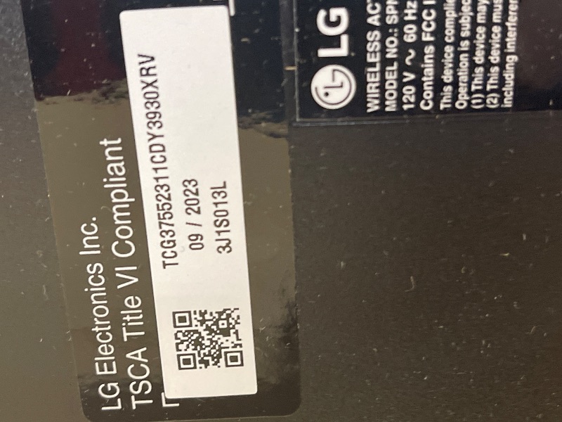 Photo 1 of LG - 7.1.3-Channel S90TR Home Theater Soundbar with Wireless Subwoofer and Rear Speakers, Dolby Atmos, WOW Orchestra - Black   missing small speakers 