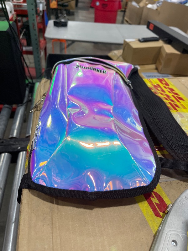 Photo 1 of SOJOURNER Rave Hydration Pack Backpack - 2L Water Bladder Included for Festivals, Raves, Hiking, Biking, Climbing, Running and More (Holographic - Blue)