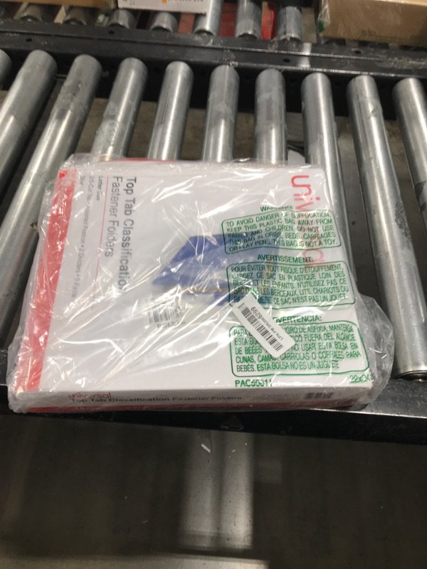 Photo 1 of Universal Six-Section Pressboard Classification Folders, 2.5" Expansion, 2 Dividers, 6 Fasteners, Letter Size, Blue, 10/Box