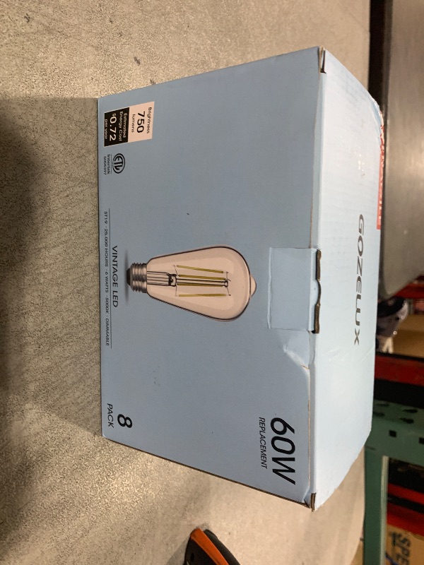 Photo 1 of Gozelux LED Edison Bulbs 6W, Equivalent 60W, High Brightness Daylight White 5000K, 750 Lumens, ST58 Vintage LED Filament Bulbs with 90+ CRI, E26 Base, Dimmable, Clear Glass, Pack of 8