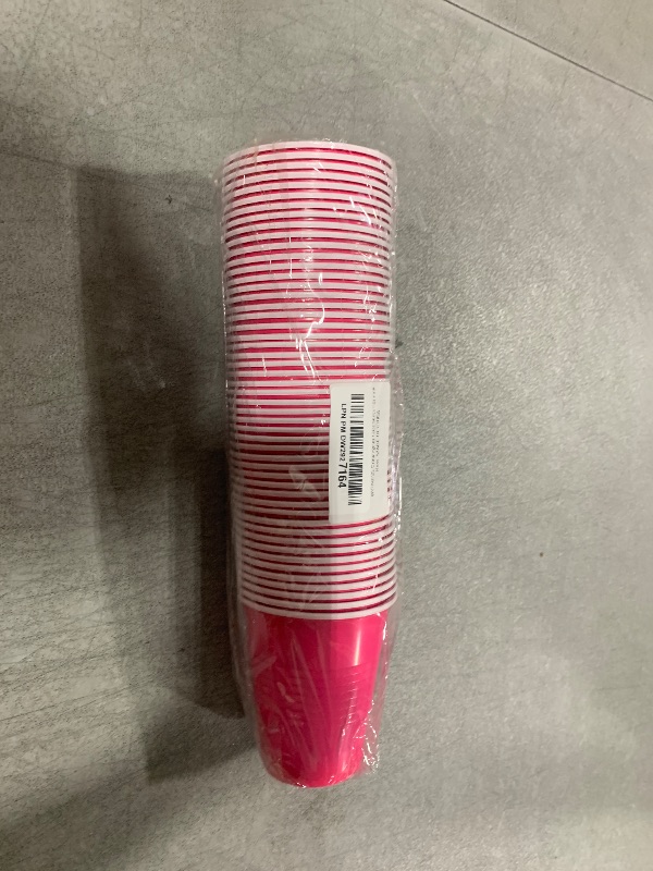 Photo 1 of WYTAOHZL 50 Pack Disposable Plastic Cups 12 Ounce Hot Pink Plastic Party Cups Colored Drinking Cups Bulk Solo Cup for Wedding Birthday Party