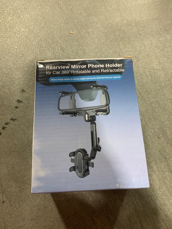 Photo 1 of SXhyf Rear View Mirror Phone Holder, 2023 Rotatable and Retractable Car Phone Mount, Cell Phone Holder Car Fit for iPhone 11 12 13 14 Pro Max Samsung All Phone