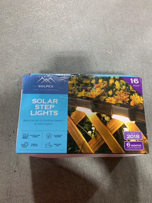 Photo 1 of SOLPEX Solar Deck Lights Outdoor 16 Pack, Solar Step Lights Waterproof Led Solar lights for Outdoor Stairs, Step , Fence, Yard, Patio, and Pathway(Warm White)