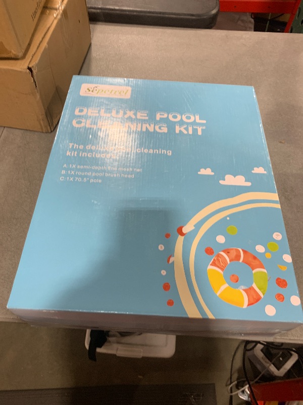 Photo 1 of Sepetrel Deluxe Swimming Pool Cleaning Kit Including Half-Deep Fine Mesh Pool Leaf Skimmer Net,12" Round Pool Brush Head & 70.5" Pole, for Above Ground Pools,Ponds,Spas,Hot Tubs