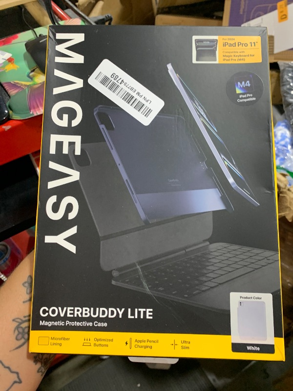 Photo 1 of MAGEASY CoverBuddy Lite for M4 iPad Pro 11" (2024) - iPad Pro Case Compatible with Magic Keyboard for iPad Pro (M4) - White (1.2)