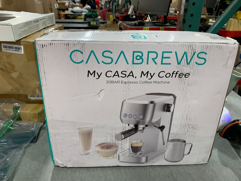 Photo 1 of CASABREWS 3700 Essential Espresso Machine 20 Bar, Stainless Steel Cappuccino & Latte Machine with Steam Frother for Home, 43.9oz Water Tank, Silver