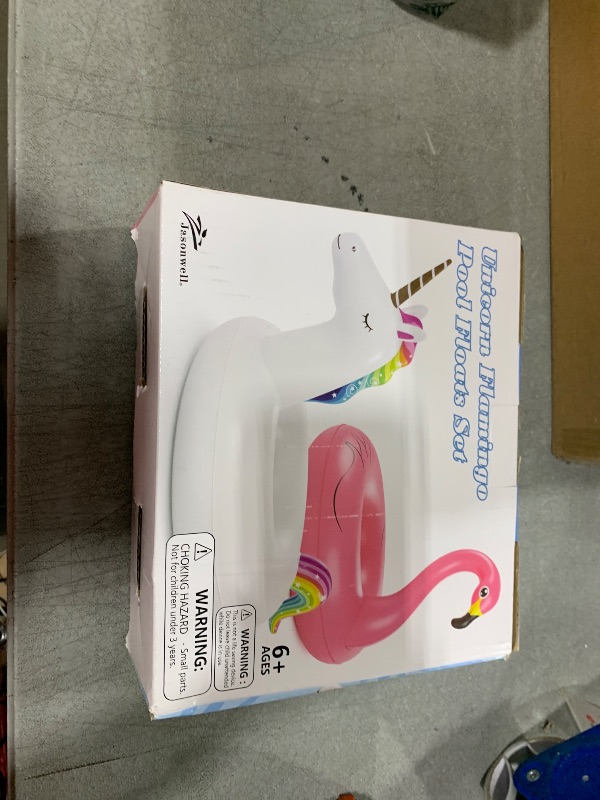 Photo 1 of Inflatable Unicorn Flamingo Pool Floats - Jasonwell 2 Pack Pool Floaties Inflatables Rafts for Swimming Pool Tubes for Floating Lake Beach Floaty Swim Rings Pool Party Toys for Adults Kids