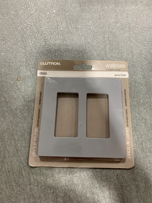 Photo 1 of Lutron Claro Light Switch Cover Plate, 2 Gang Wallplate, for Decorator Light Switches, Rocker Light Switch Cover, Outlet Cover, Screwless Switch Plate Cover, Gloss, CW-2-GR, Gray