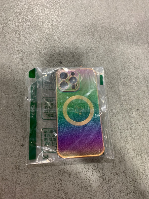 Photo 1 of ZTOFERA Magnetic Case for iPhone 14 Pro Max Case 6.7",Cute Luxruy Iridescent Case with Love Hearts Pattern, Plating Edge Camera Lens Protection Shockproof Phone Case for Women Girls,Violet
