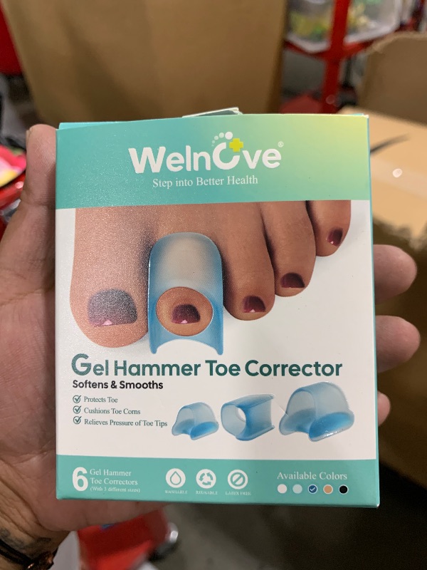 Photo 1 of Welnove Hammertoe Corrector - 6 PCS Toe Splints Realign Bent, Curled, Crooked, Claw, Hammer Toes - Toe Straighteners for Men and Women, FSA or HSA eligible - Blue
