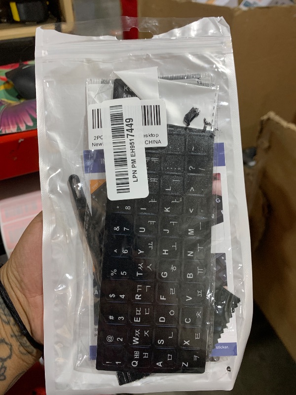 Photo 1 of 2PCS Korean Keyboard Stickers with Tweezer, Replacement Korean-English Keyboard Stickers with White Lettering Black Background Keyboard Alphabet Stickers for PC Laptop Notebook Computer Desktop