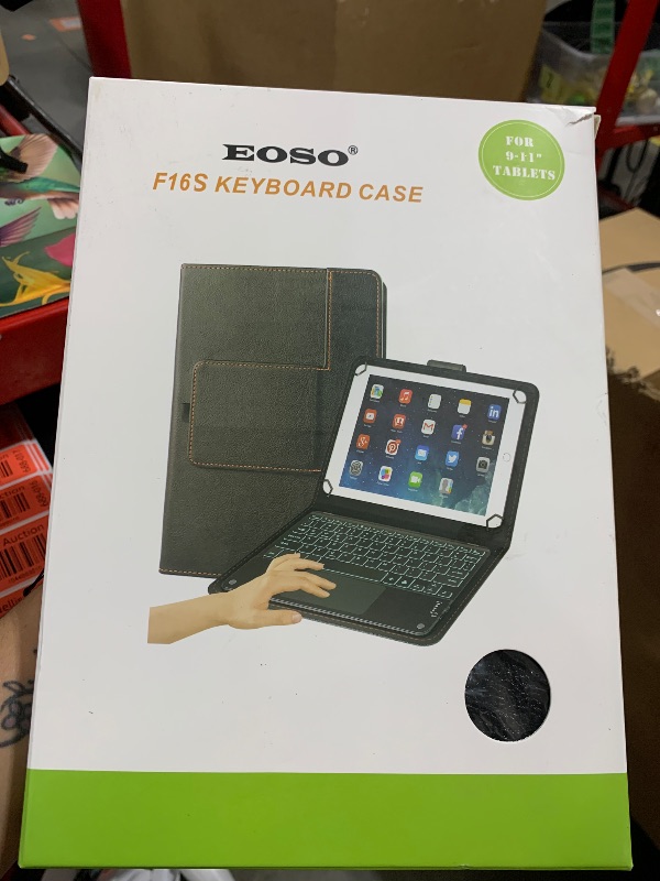Photo 1 of eoso TouchPad Keyboard case for 9",9.7",10.1",10.2",10.5",10.9",11" Tablets,2-in-1 Bluetooth Wireless Keyboard with Touchpad,7 Colors Backlit & Leather Folio Cover(Black)