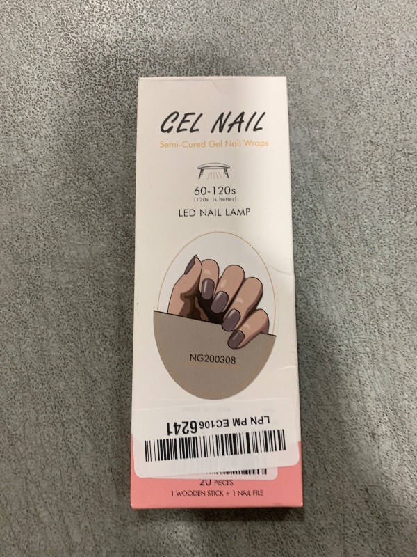 Photo 1 of JMEOWIO Semi Cured Gel Nail Strips Brown Gel Nail Stickers Nails Art Design Decoration Accessories